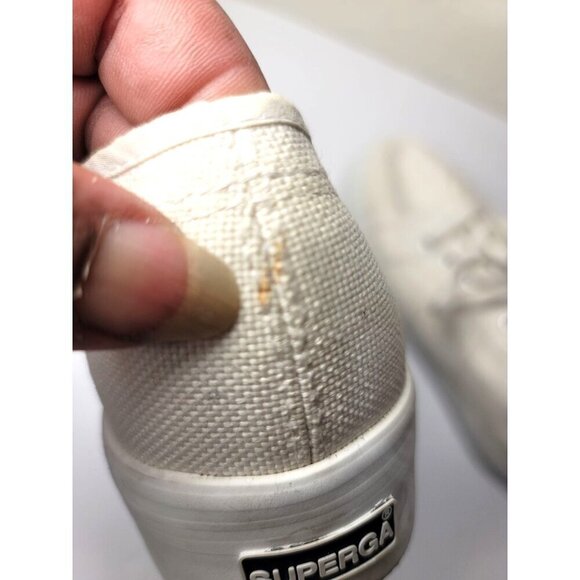 Superga Unisex White Canvas Platform Sneakers Lace-Up Casual Shoes Size M6/ W 7. - Picture 8 of 13